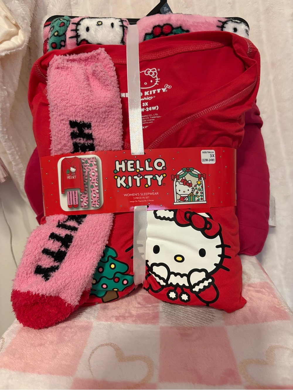 Hello Kitty Red and Pink Sleepwear Set with Character Graphics